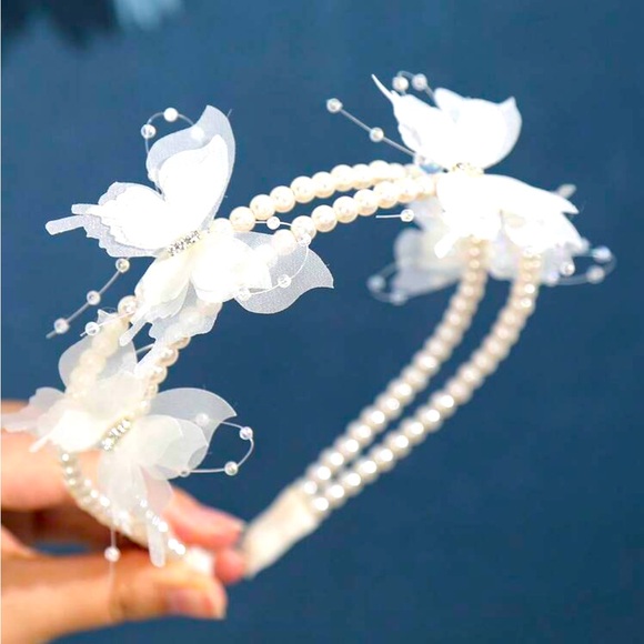 unb Accessories - Beaded Butterfly Layered Faux Pearl Headband NWT
